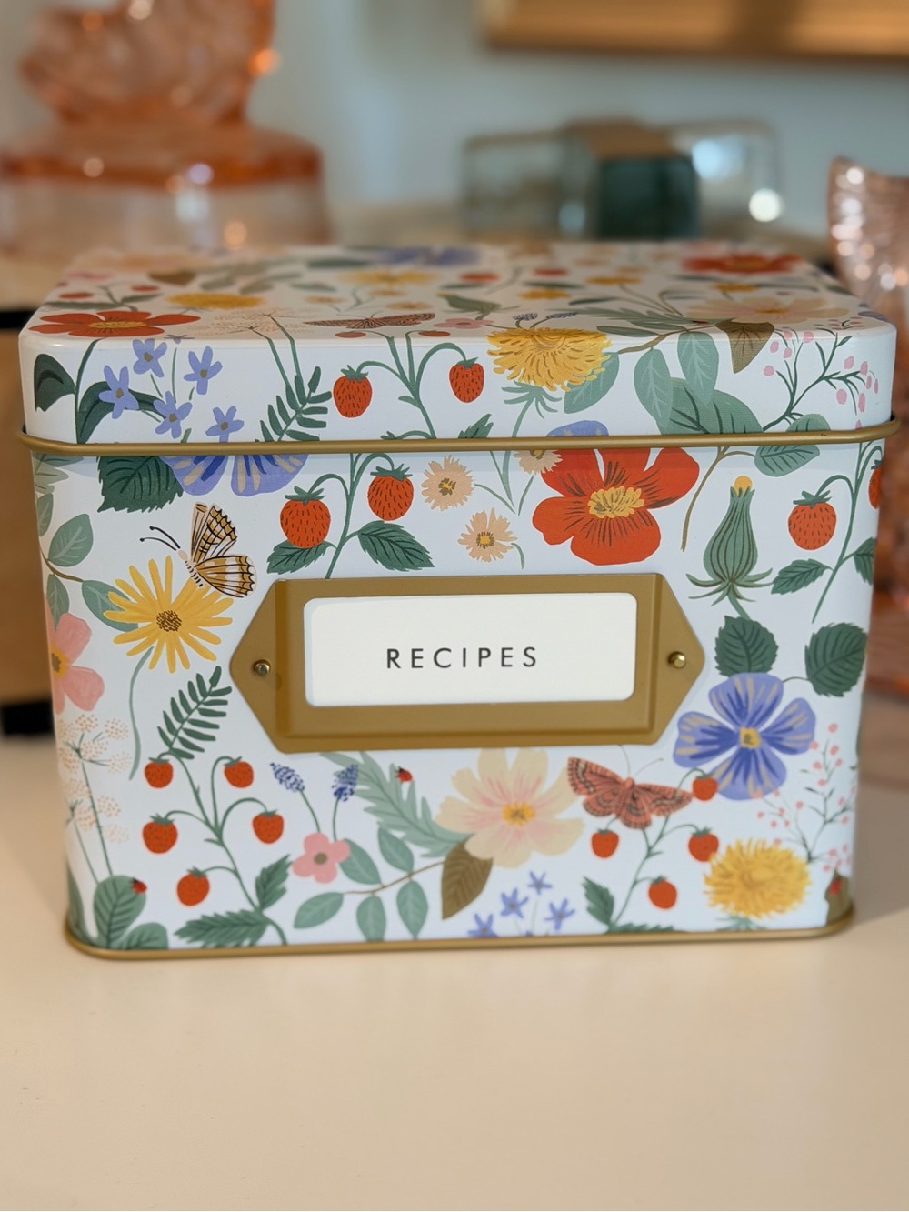 Rifle Paper Paper Source Strawberry Fields Recipe Tin Box w Cards/Dividers NWT